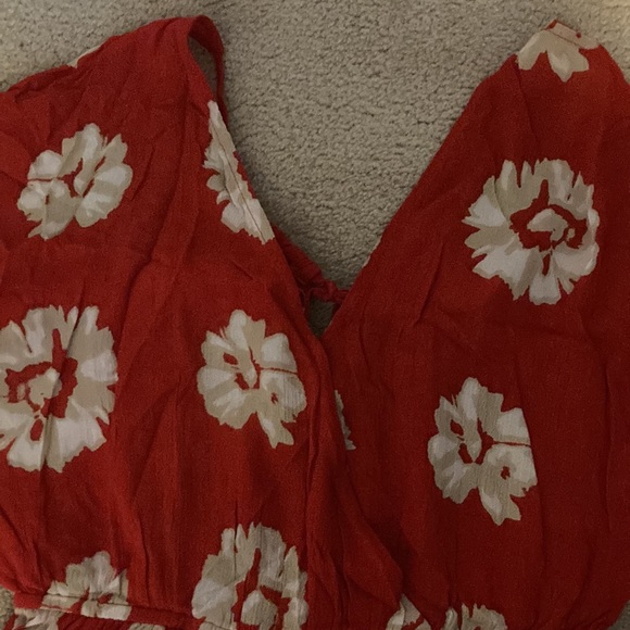 Red floral romper/swim coverup - Picture 3 of 4